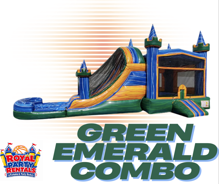Green Emerald Bounce House W/Slide (WET/DRY)